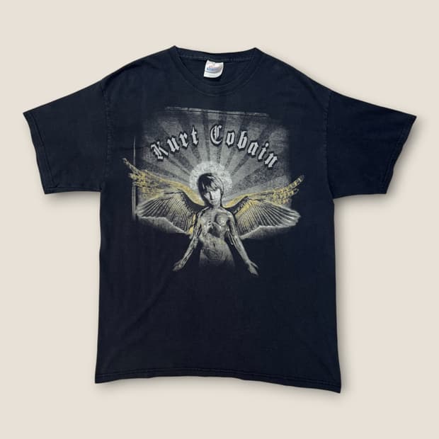 00s Hanes Heavyweight 커트 코베인 그래픽 티셔츠 L