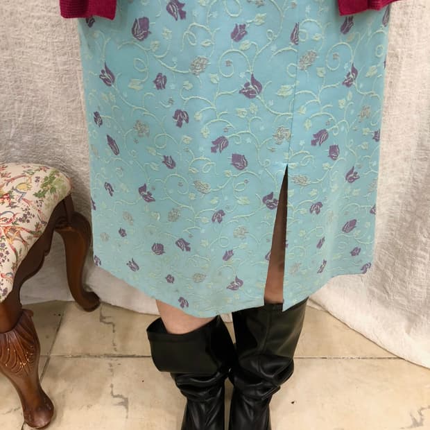 Floral butterfly midi skirt