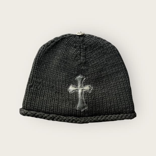 크롬하츠 캐시미어 크로스 레더패치 비니