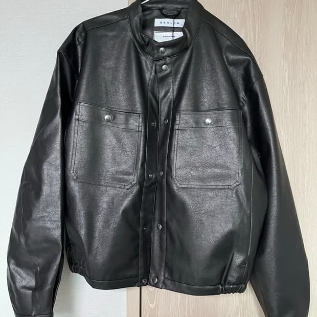 비슬로우 비건 레더 스탠드카라 자켓 블랙 m 새상품