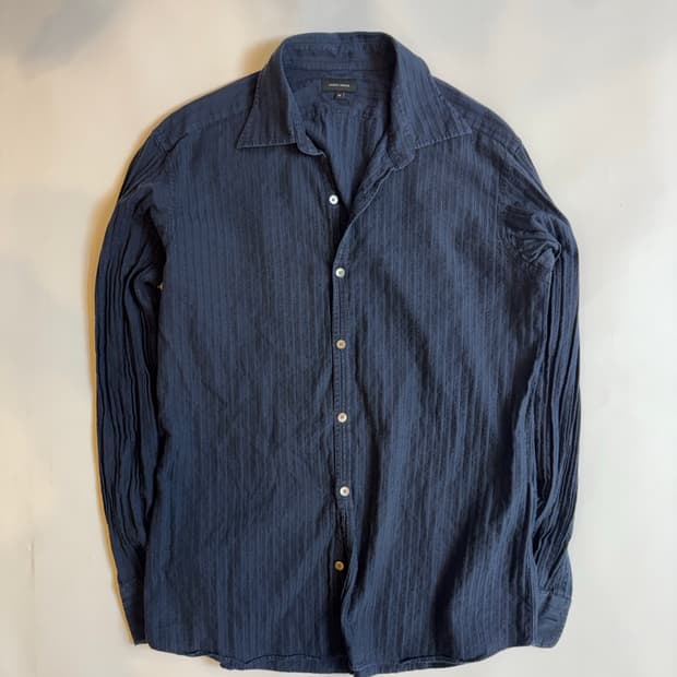 Pleated Sleeve Navy Shirt