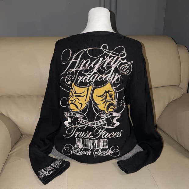 back embroied heavy waffle long sleeve