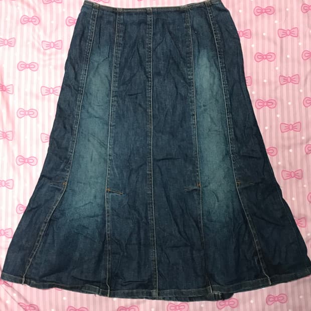 버버리 데님 워싱 스커트 진청 