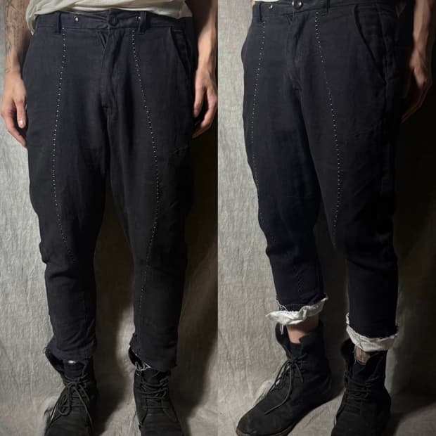 KMRii Hand-Stitched Linen capri pants