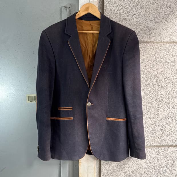 아르마니 익스체인지 빅로고 엘보 패치 원버튼 자켓