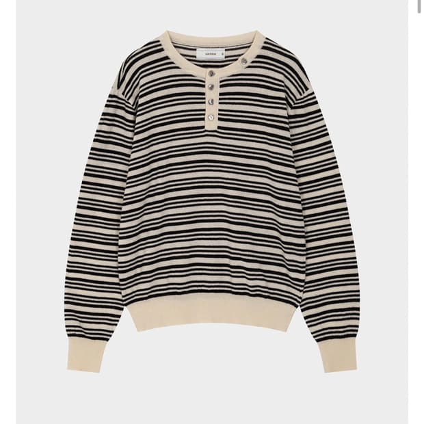 웨이비니스 waviness 스트라이프 헨리넥 니트 2사이즈