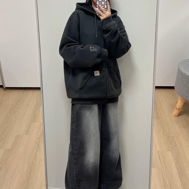 칼하트 레인 디펜서 차콜 써멀 후드집업
