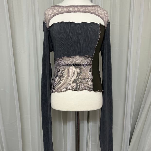 오즈온깔 오리엔탈 딱붙핏 시스루레이어드 긴팔티