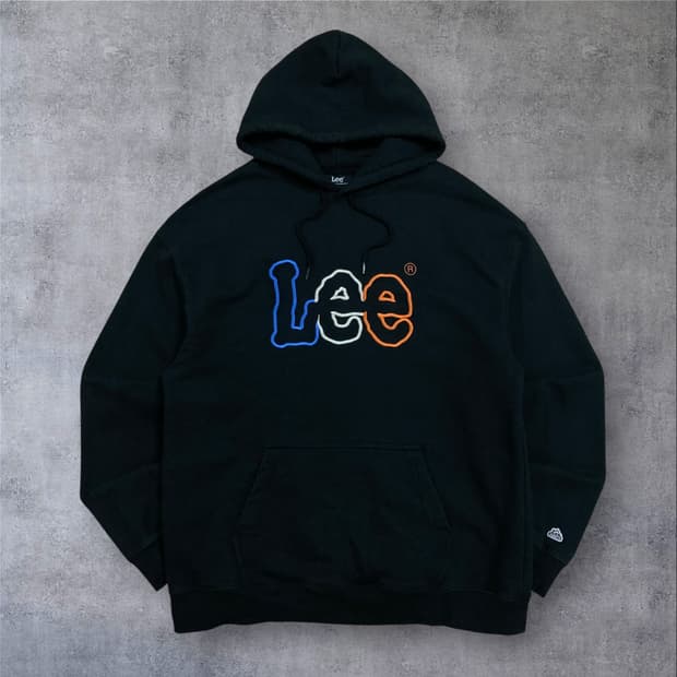 Lee 스펠아웃 빅로고 블랙 후드티