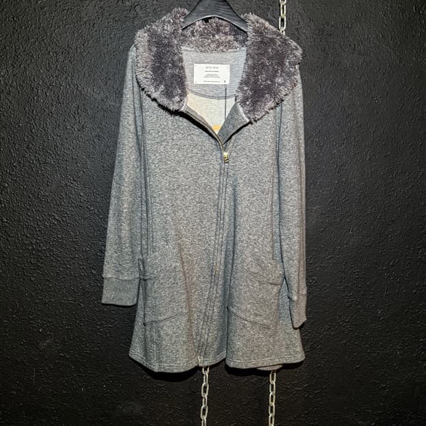 Flare Line Fleece Collar Zip Hoodie Coat