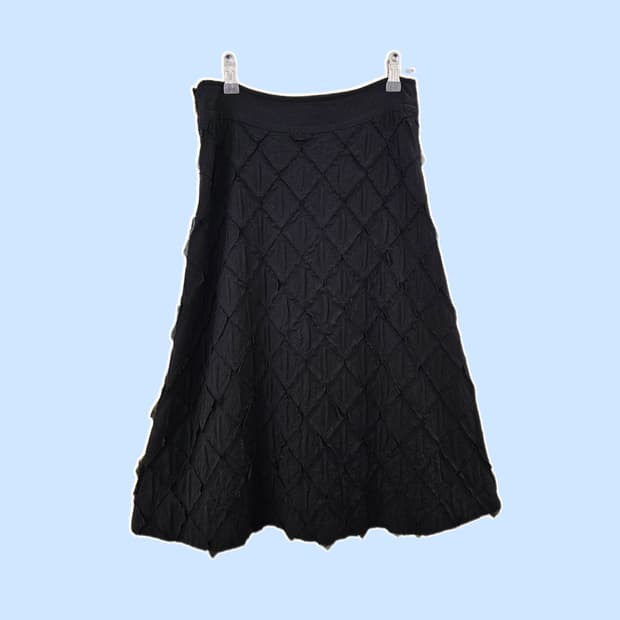 Masahiro Miyazaki 블랙 아가일 절개 미디스커트