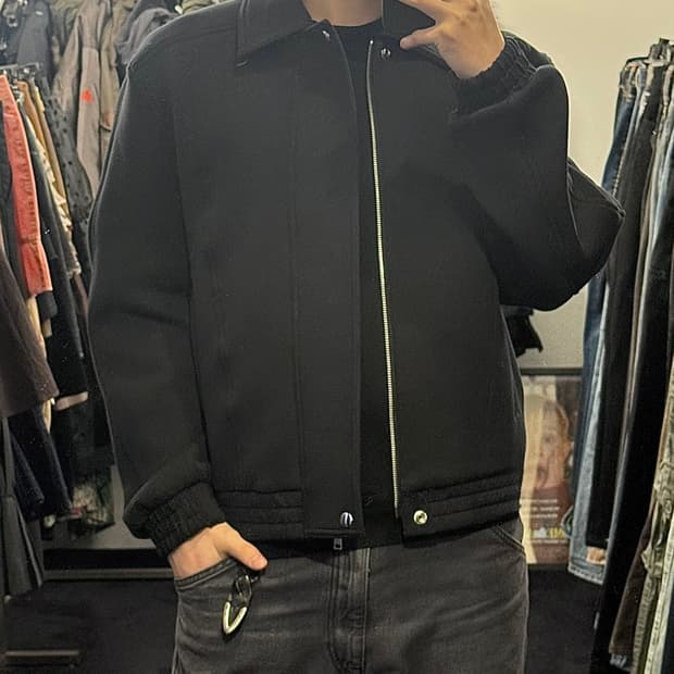 자라 네이비 남색 봄버 블루종 집업 카라 투웨이 M 95 미니멀 점퍼