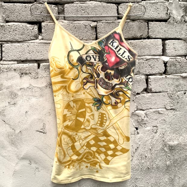 Ed hardy skull logo y2k sleeveless 
