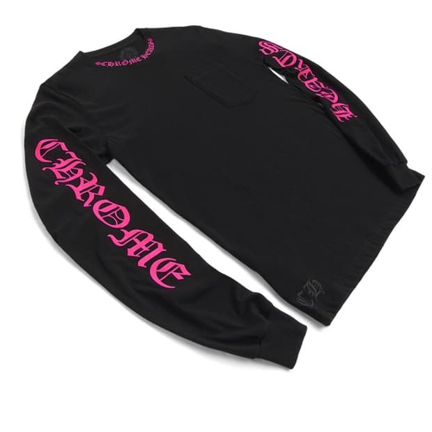 [새재품] 크롬하츠 핑크 레터링 블랙 긴팔티 XL