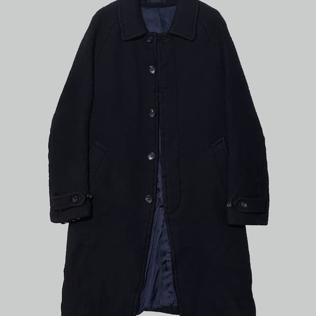 꼼데가르송 옴므 축융 울 발마칸 코트 다크 네이비