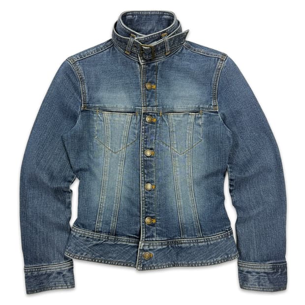 빈티지 버클 벨트 라인 데님 자켓