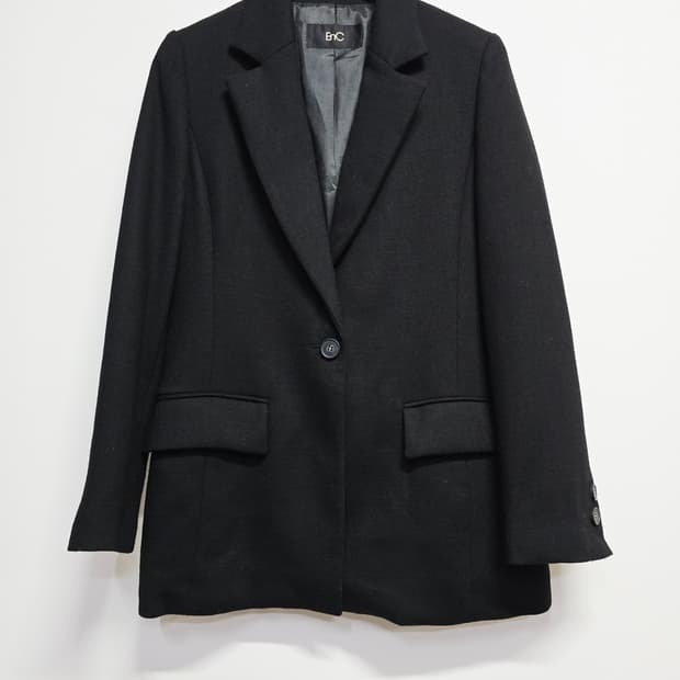 EnC 블랙 여성 모직 자켓