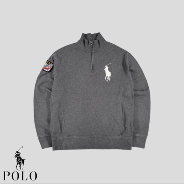 폴로 랄프로렌 빅포니 하프집업 맨투맨 회색 