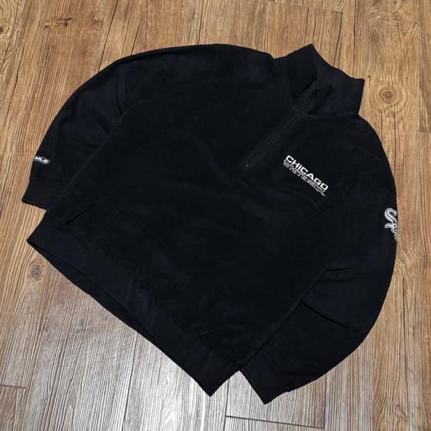 MLB 유니클로 시카고 화이트삭스 블랙 반집업 플리스