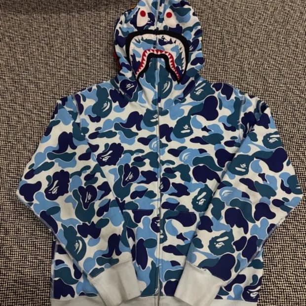 (W) 베이프 ABC 카모 샤크 풀 집 후드