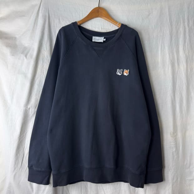 XXL 메종키츠네 더블 폭스 헤드 로고 맨투맨