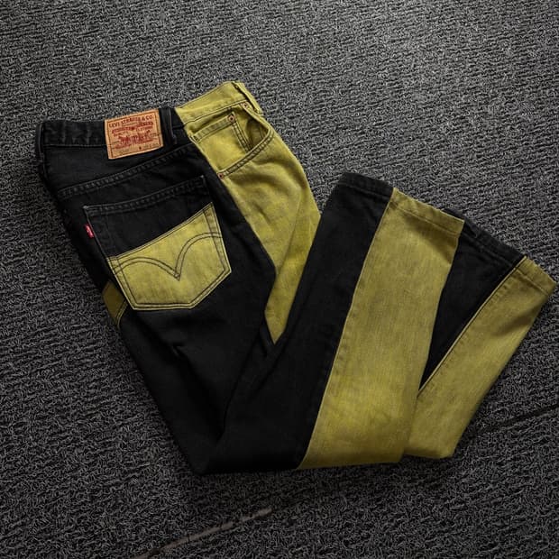 리바이스 505 페인팅 커스텀 믹스업 블랙 데님 팬츠 1467