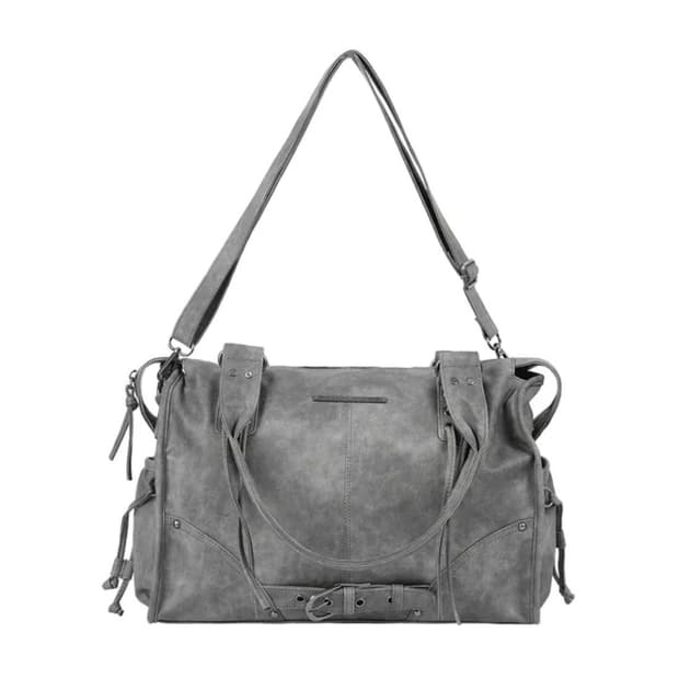 팬시클럽 벨티드 워싱 레더백 그레이