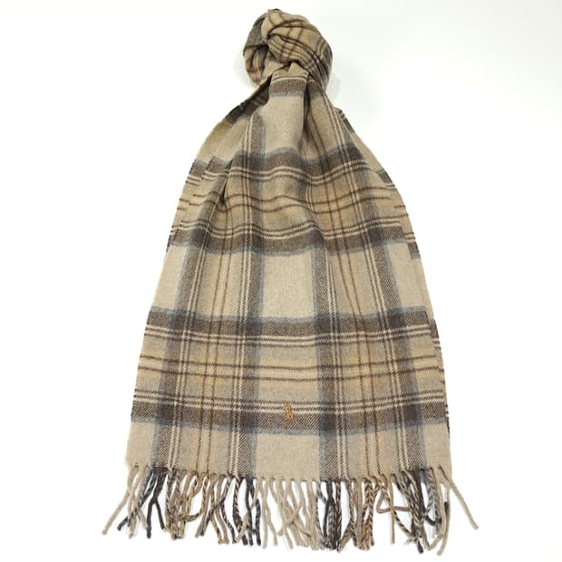 MX625 폴로 00s 이태리판 울캐시미어 타탄체크 카멜 머플러목도리