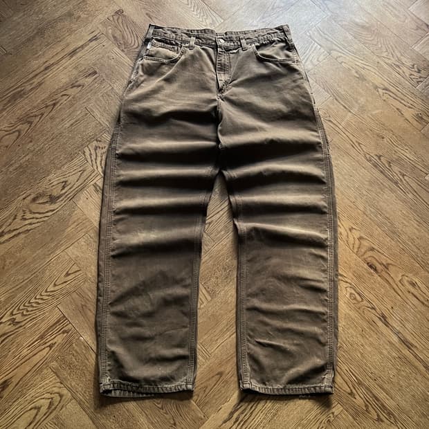 [36]칼하트 USA 빈티지 워싱 다크브라운 싱글니 워크 팬츠