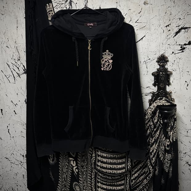 Cindy Pink Back Velvet Zip-Up Hoodie