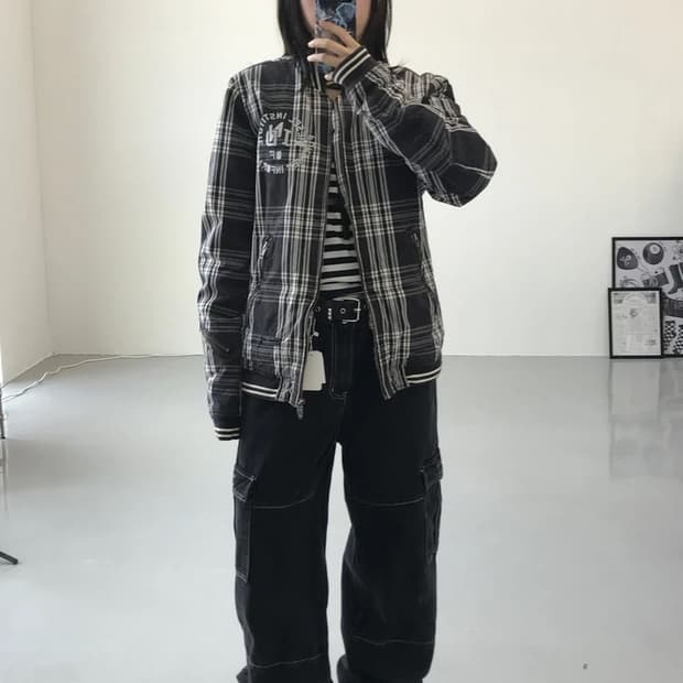디젤 체크 디테일 점퍼