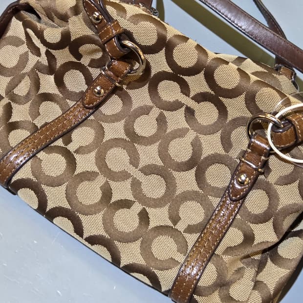 Coach 코치 패턴 브라운 토트백 숄더백