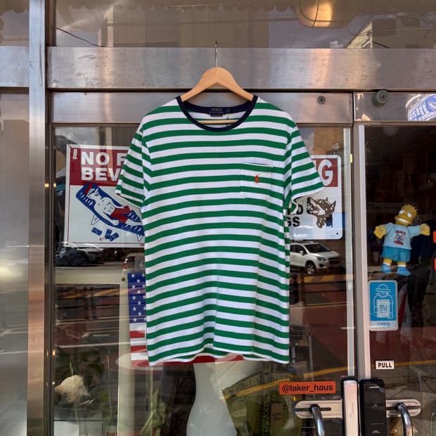 [L/G] Polo green ringer stripe T-shirt