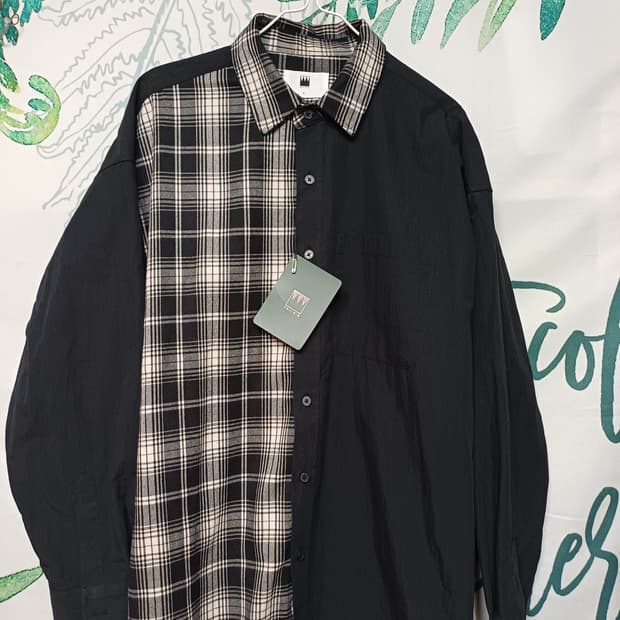 100~ 105 / 프레리 오버핏 유니크 반반 셔츠