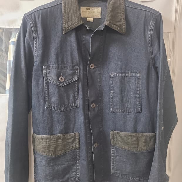 RRL 더블알엘 코듀로이 트림 인디고 데님 셔츠 재킷
