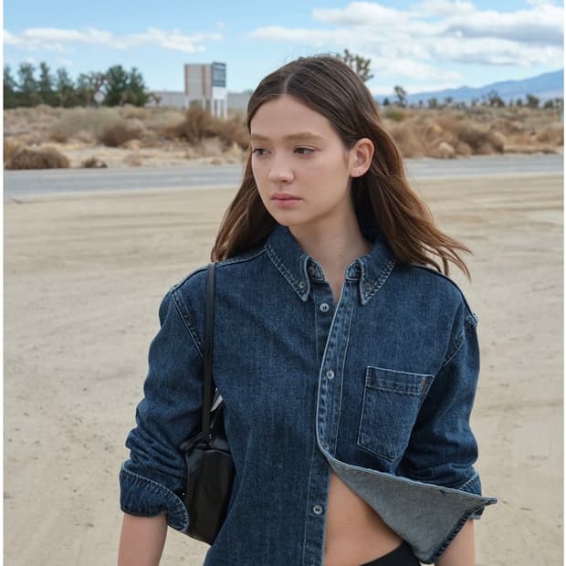 로우클래식 크롭 데님 셔츠