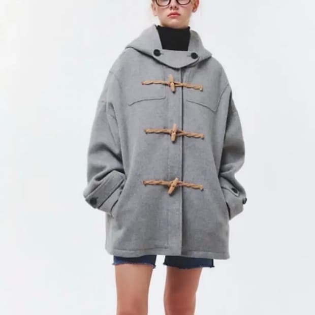 메인부스 오버사이즈 하프 더플코트 그레이