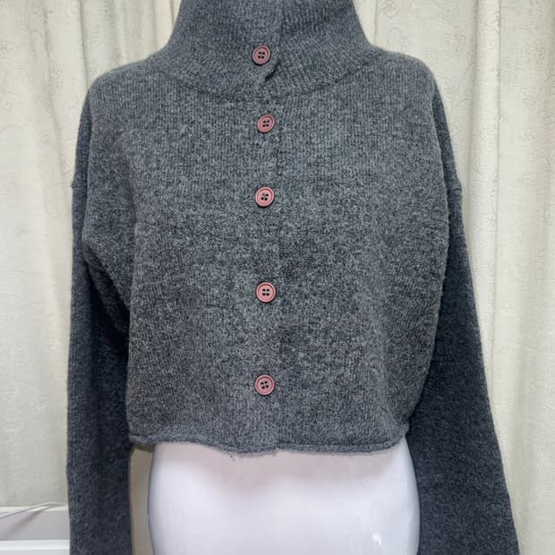 High neck mohair cardigan