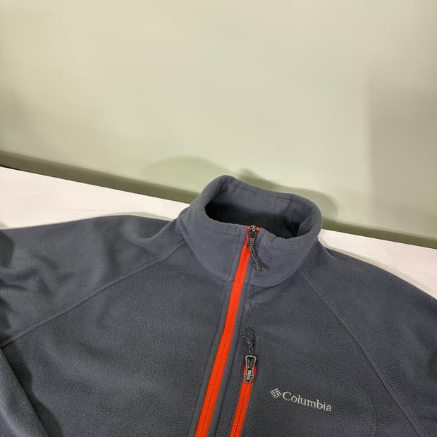 M 컬럼비아 진그레이 기본로고 폴리 플리스자켓