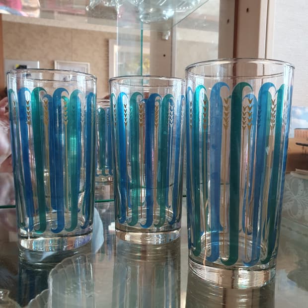 빈티지 레트로 미국 리비 글라스 블루  유리컵