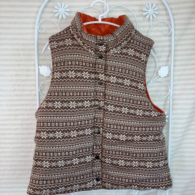 jpn vintage 브라운 노르딕 리버시블 패딩 조끼 y2k 스트릿 갸