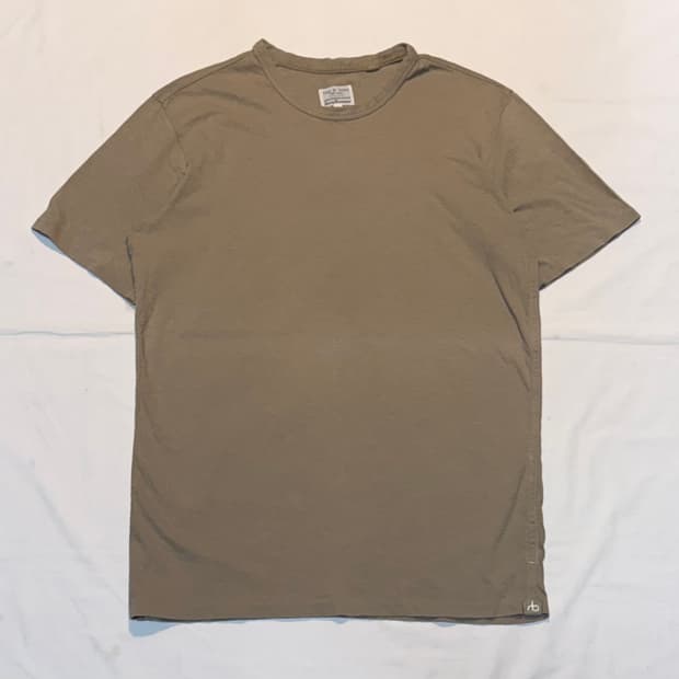 랙앤본 라운드넥 코튼 발팔 티셔츠 카키