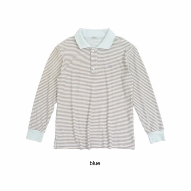 샵페어리 스트라이프 와플 셔츠 블루