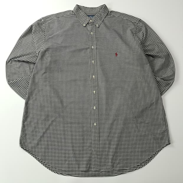 CJ064 2XLT 폴로 90s 블랙 모노 마이크로체크 셔츠 남방