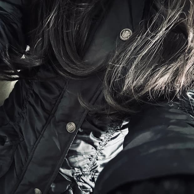 스카이봄버 빈티지 블랙 셔링 자켓