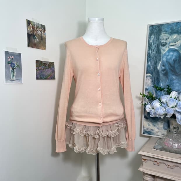 peach coral basic fit cardigan 