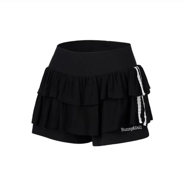 버니앤돌 코튼 프릴 스커트 블랙