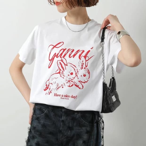 가니 GANNI 저지 버니 티셔츠