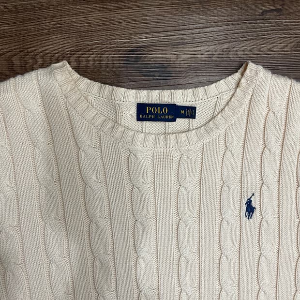 폴로 랄프로렌 케이블 니트 코튼 스웨터 아이보리