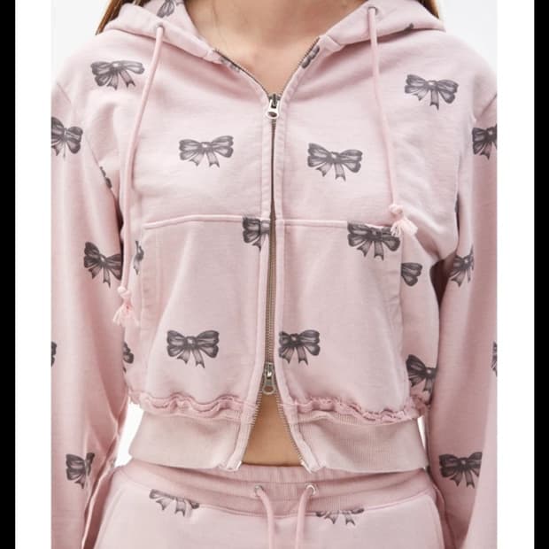 팝시즈 리본 숏 후디